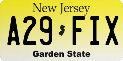 NJ license plate A29FIX