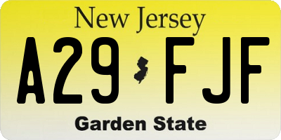 NJ license plate A29FJF