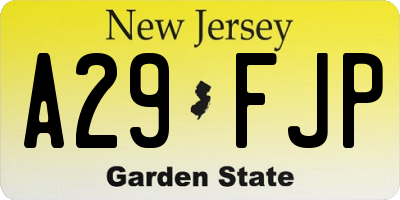 NJ license plate A29FJP