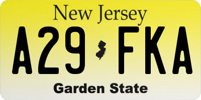 NJ license plate A29FKA