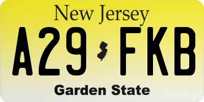 NJ license plate A29FKB
