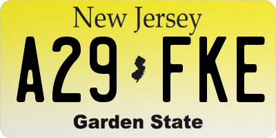 NJ license plate A29FKE