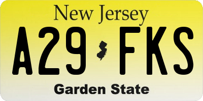 NJ license plate A29FKS