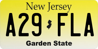 NJ license plate A29FLA