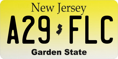 NJ license plate A29FLC