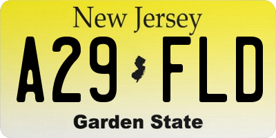 NJ license plate A29FLD