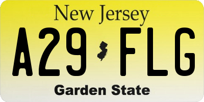 NJ license plate A29FLG