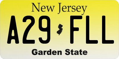 NJ license plate A29FLL