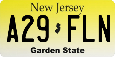 NJ license plate A29FLN