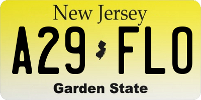 NJ license plate A29FLO