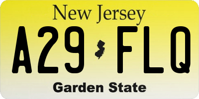 NJ license plate A29FLQ