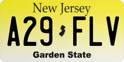 NJ license plate A29FLV