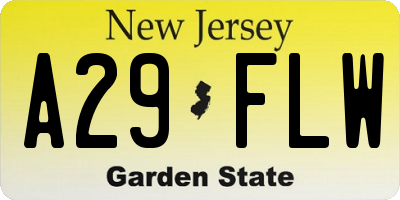 NJ license plate A29FLW
