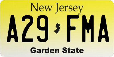 NJ license plate A29FMA