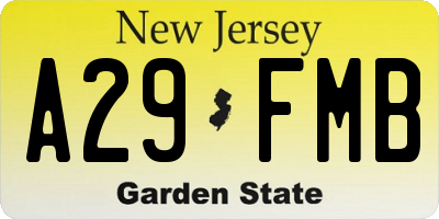 NJ license plate A29FMB