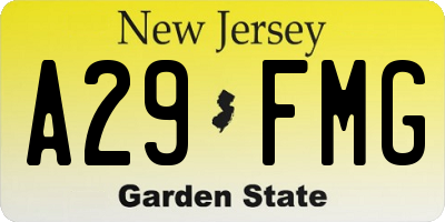 NJ license plate A29FMG