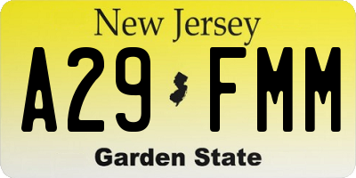 NJ license plate A29FMM