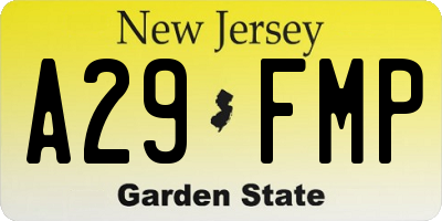 NJ license plate A29FMP