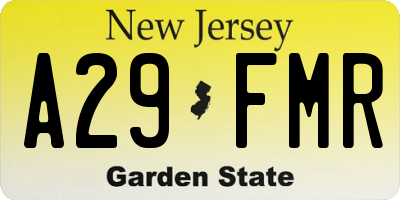NJ license plate A29FMR