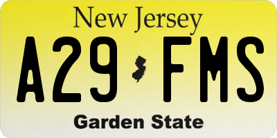 NJ license plate A29FMS