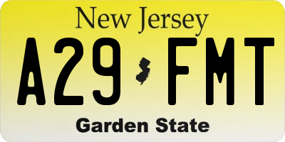 NJ license plate A29FMT
