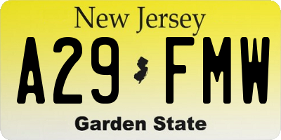 NJ license plate A29FMW
