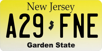 NJ license plate A29FNE