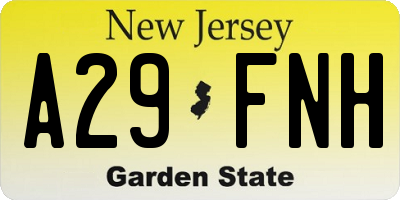 NJ license plate A29FNH