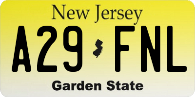 NJ license plate A29FNL