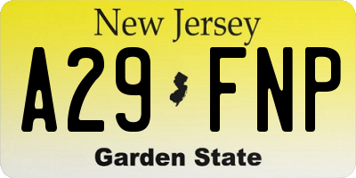 NJ license plate A29FNP