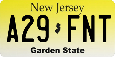 NJ license plate A29FNT