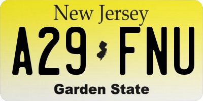 NJ license plate A29FNU