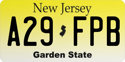 NJ license plate A29FPB