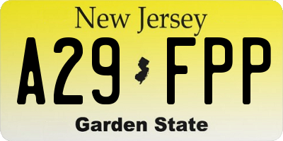 NJ license plate A29FPP