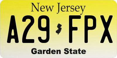 NJ license plate A29FPX