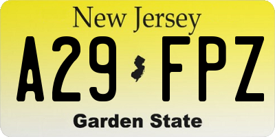 NJ license plate A29FPZ