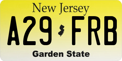 NJ license plate A29FRB