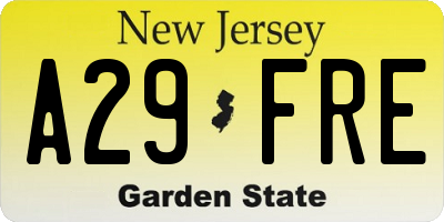 NJ license plate A29FRE