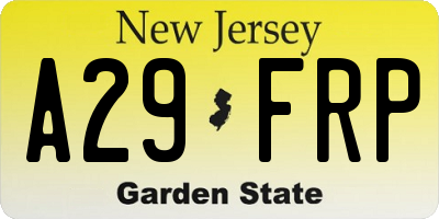 NJ license plate A29FRP
