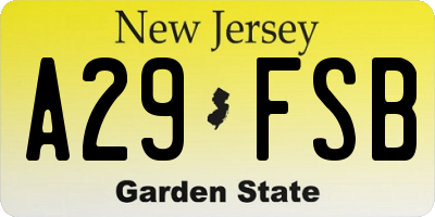 NJ license plate A29FSB