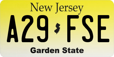 NJ license plate A29FSE