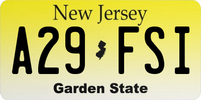 NJ license plate A29FSI