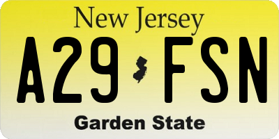NJ license plate A29FSN