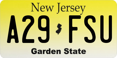 NJ license plate A29FSU