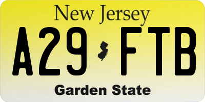 NJ license plate A29FTB