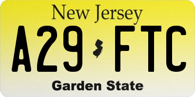 NJ license plate A29FTC