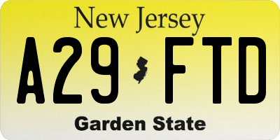 NJ license plate A29FTD