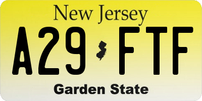 NJ license plate A29FTF