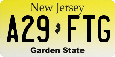 NJ license plate A29FTG
