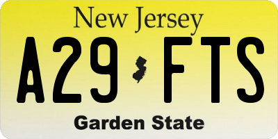 NJ license plate A29FTS